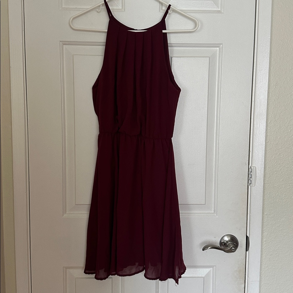 Lush Deep Burgundy Dress, Mini Dress, Medium